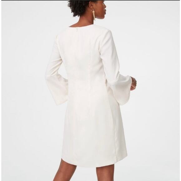 Club Monaco Crepe Bell Sleeve Dress Off White 4 - Picture 4 of 10